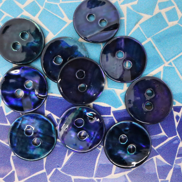Buttons (Set of 10) - Deep Blue Abalone | Shell | 11mm
